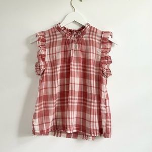 isabella sinclair Anthropologie plaid ruffle top blouse